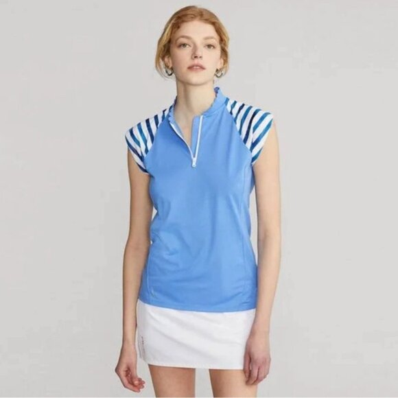 NWT RLX RALPH LAUREN Golf 2/15 HRBR BLUE Cap Sleeve Pique Shirt Size S - Picture 4 of 16